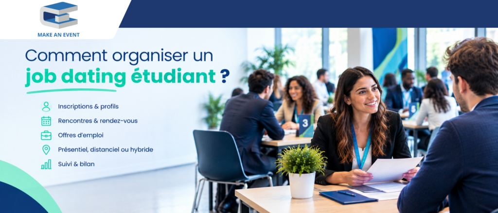 Job dating étudiant entre étudiants et recruteurs lors d’un événement professionnel